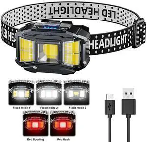 COB LED Strong Light Headlight USB Charging Induction Headlamp Power Display Powerful Headlight Torch for Outdoor Night Fishing