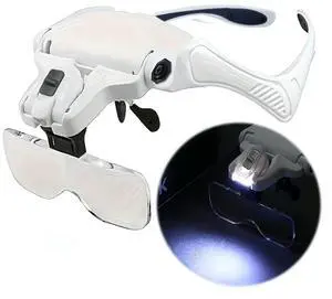 LED Head Magnifier Powered Hands Free Headband Magnifying Glasses Lighted Magnifying Glasses Head Mount Magnifying Glass