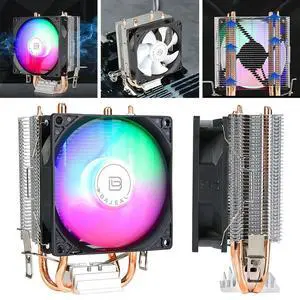 CPU Air Cooler with 2 Heat Pipes Quiet Rainbow RGB Cooling Fan Silent RGB Fan for LGA775 1150/1151/1155/1156/1200 AM2