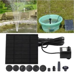 1.2W Solar Powered Fountain Water Pump Kit with 6 Nozzles for Birdbath Garden Small Pond Landscaping