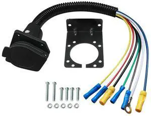 7 Pin Trailer Connector Rust Proof 7-Pin RV Socket Cable 7 Way Female End Trailer Socket for Trailers Campers Outdoor Activities