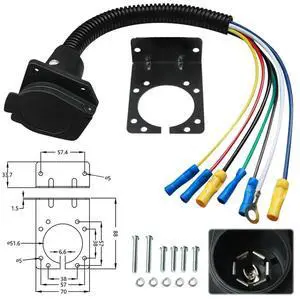 7 Pin Trailer Connector with Bracket 7-Pin RV Socket Cable Multi-Function Trailer Extension Harness Plug Car Accessories