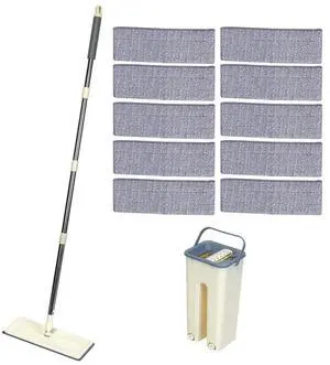 Squeeze Cleaning Bathroom Mop Multipurpose Floor Cleaning Cloth Pads Water Absorption with Bucket Household Cleaning Tool