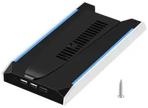 For PS 5 Slim/PS 5 Pro RGB Vertical Cooling Stand 8 Light Mode Game Console Bracket with 3 USB 2.0 Ports & 3-Speed Fan