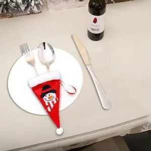 Christmas Hat Tableware Bag Creative for Home Holiday Party Decor (A)