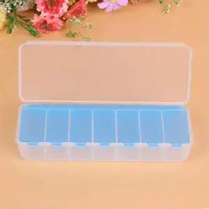 7-Compartment Capsule Medicine Box Sealed Pills Tablets Box High Temperature Resistant Waterproof Lightweight Blue Home Supplies