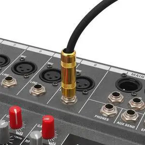 2Pcs 6.35mm Audio 1/4 Inch TS Plug DIY Audio Microphone Cable Straight Head Elbow Plug Guitar Cable Welding Plug for Home KTV