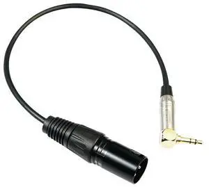 90 Degree 3.5mm Stereo TRS Male To XLR 3Pin Male Microphone Extension Cable 0.3m Black Accessories for Headphone Microphone