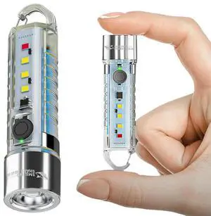 LED SMD Mini Flashlight Rechargeable Pocket Flashlight with Clip Handheld Flashlight Luminous for Camping Hiking Emergency