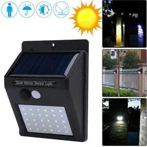 Waterproof Sunlight Power Motion Sensor Lamp Outdoor Yard Garden Step Heat-Resistant Solar Decoration Wall Lamp