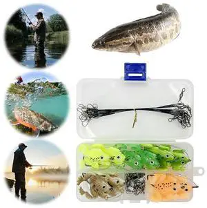 Frog Lure Fishing Bait with Anti Bite Steel Fishing Line Floating Soft Frog Fishing Lure Soft Bait with Hook Fishing Accessories