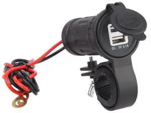 Waterproof Motorcycle handle USB soc ket power Phone Charger W/ 60 CM Line