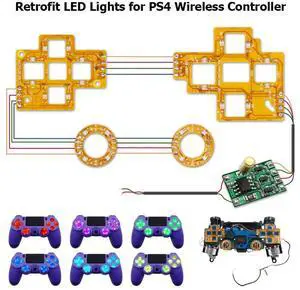 Electronic Machine Accessories Multi-Color D-Pad Thumstick Face Button DTF LED Kit 6 Colors for PS4 Controller