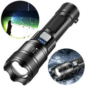 XHP50 Handheld LED Flashlight Power Display Super Bright Flashlight 300LM Powerful Zoom Lamp Mobile Power Bank for Power Outages