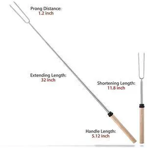 5x Outdoor BBQ Forks U-Shaped Camping Portable Stainless Steel Telescopic Barbecue Outdoor Camping Barbecue Sticks