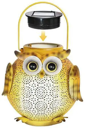 Iron Art Garden Decorative Light Owl Outdoor Solar Lantern 600mAh Hollow Owl Shape Light Warm Light Villa Garden Decoration Lamp