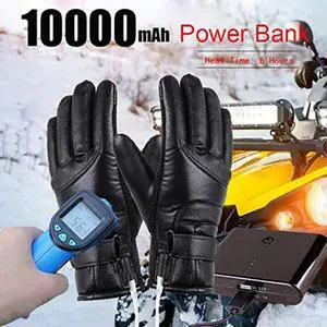 Winter Electric Warming Gloves Soft USB Heated Gloves PU Thermal Heated Gloves Leather Heating Gloves for Fishing Riding Cycling