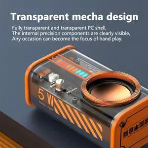K07 Transparent Mecha Music Speakers Bluetooth-compatible 5.0 USB Wireless Stereo Speaker Built-in MIC Hands-free Call for Party