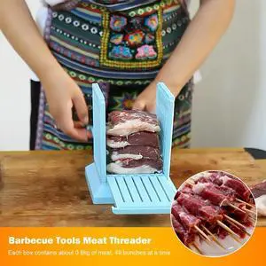 49 Holes Barbecue Stringer Box Portable Meat Skewer Maker Box Detachable Kebab Maker Tool Multifunction for Camping Barbecue