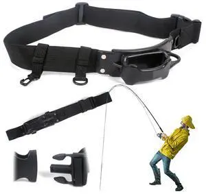 Fishing Waist Belt Rod Holder Fishing Spinning Reel Holder Adjustable Fishing Fighting Belt for Fly Fishing