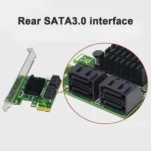 6Gbps PCI-E 1X SATA3.0 4 Port Expansion Card PCI Express Riser Adapter Card Desktop for Extenders