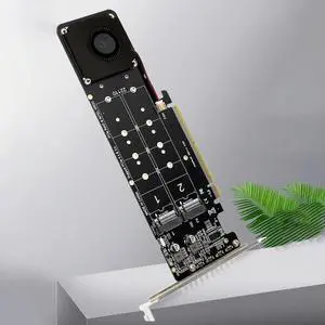 PCIeX16 To M.2 NVMe SSD Adapter Card M Key 4 NVME Expansion Card M2 NVME Extended Card Support SSD 2280/2260/2242/2230