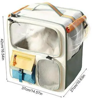 Dog & Cat Travel Carrier Bag with Zipper Ventilated Mesh Pet Backpack Breathable Transparent Window Pet Backpack for Car Camping