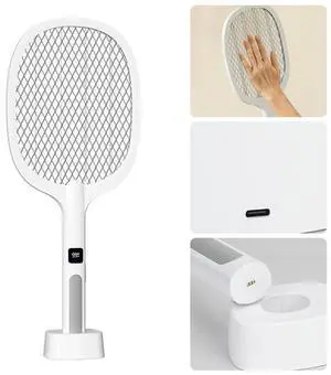 Bug Zapper Racket Rechargeable Electric Fly Swatter 4000V Mosquitoes Trap Lamp for Indoor and Outdoor