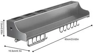 60CM Hanging Rack Punch-Free l Rack Space-Saving Kitchen Spice Rack for Chopsticks Spoons Shovels Organize