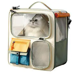 Oxford Cloth Pet Backpack Large Capacity Portable Cat Backpack Breathable Dog & Cat Travel Carrier Bag for Outing and Car Rides