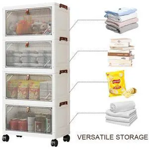 4 Layers Stackable Bins Large Capacity Sundries Cabinet Toy Finishing Cabinet Clothing Box for Organizing Snacks