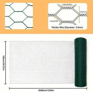 Chicken Wire 39.37x1200in Hexagonal Mesh Garden Fence Barrier Anti-Rust Chicken Coop Rabbit Wire for Pet Rabbit Chicken Fencing