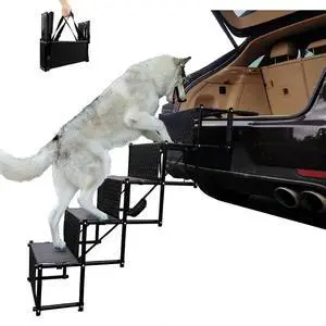 5 Steps Foldable Large Dog Step Car Dog Stairs Support Up To 150 Lbs Lightweight Portable Pet Ladder Ramp for Cars and SUV Truck