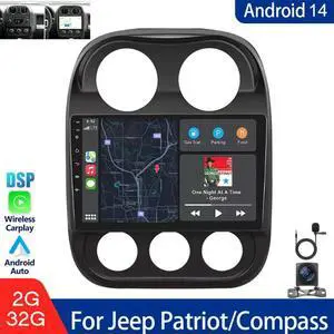 10.1 Inch Car Stereo Radio Wireless CarPlay Android Auto Multimedia Player with GPS BT FM Radio for Jeep Patriot Compass