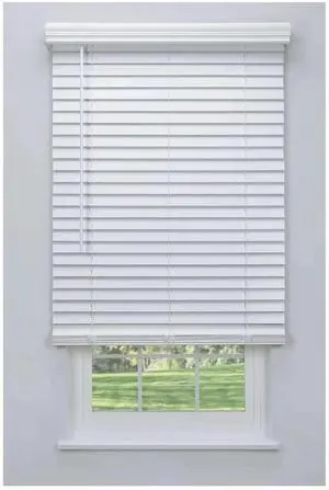 Cordless 2" Faux Wood Blind White 42 W x 72 H, Outside Mount Outside Mount, White 42"W x 72"H