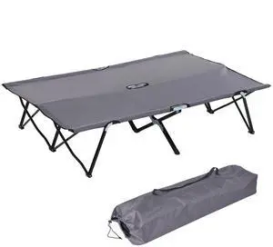 Camping Cot for 2 Adults, 50" Wide Portable Folding Bed - Outdoor Hiking Beach Sleeping Cot with Carry Bag