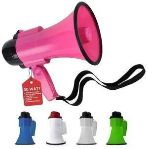 Portable Megaphone Speaker - Compact, 30W Power, Siren, PA Sound, Foldable Handle