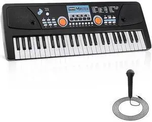 Portable Electric 49 Key Karaoke Keyboard, Built-In Speakers, Rechargeable Battery