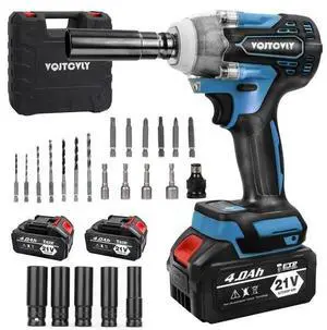 FOR 21V Cordless Impact Wrench Set with 2Ah Battery, 3/8 Keyless Chuck, 2-Speed, LED Light