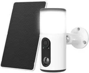 Bobobigo Solar Security Cameras Wireless Outdoor with Light,2K Porch Floodlight Camera with Color Night Vision & AI Motion Detection,2-Way Talk Spotlight Siren Alarm,Compatible with Alexa