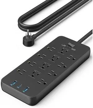 Bobobigo Power Strip with 3 USB Ports, Surge Protector (2100J-10ft), 12 Outlets, 2 USB-A Ports and 1 USB-C Port, Works with iPhone 16/16 Plus/16 Pro/16 Pro Max, for Home, Office