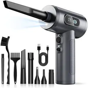 Bobobigo Compressed Air Duster-3 Gear Adjustable 100000RPM Electric Air Duster with LED Light, Rechargeable Cordless Air Blower for Keyboard Electric Devices Cleaning  (Grey)