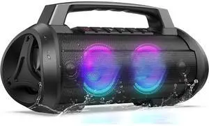 Bobobigo Portable Speakers Bluetooth Wireless, 120W Max Loudest Bluetooth Speaker, IPX6 Waterproof Outdoor Speaker with 70W Deep Bass/2*Subwoofer/DSP/EQ/42H/LED/MAC-in/TF/2 Pairing