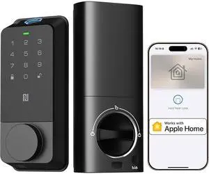 Bobobigo Keyless Entry Door Lock, Fingerprint Smart Lock with Apple Home Safety Deadbolt Supports Apple Homekit with Code, Built-in Wi-Fi, App Remote Control, Touchscreen Keypad for Front Door