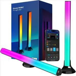 Bobobigo RGBIC Light Bars, 15 Inches WiFi TV Backlight Suitable for 45-70 inch TVs, Smart Light Bars with Multiple Placement Options, Work with Alexa and Google Assistant, Black