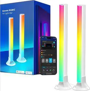 Bobobigo RGBIC Light Bars, 15 Inches WiFi TV Backlight Suitable for 45-70 inch TVs, Smart Light Bars with Multiple Placement Options, Work with Alexa and Google Assistant, White