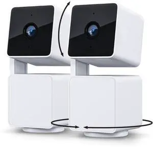 Bobobigo Indoor/Outdoor IP65-Rated 1080p Pan/Tilt/Zoom Wi-Fi Smart Home Security Camera with Color Night Vision, 2-Way Audio, Compatible with Alexa & Google Assistant, White, 2-Pack