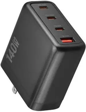 140W USB C Charger 4-Port Foldable Compact Fast Laptop Charger Power Adapter Advanced GaN Wall Charger Compatible for MacBook Pro/Air iPad Pro iPhone 16 Pro Galaxy S25/S24 Steam Deck and More