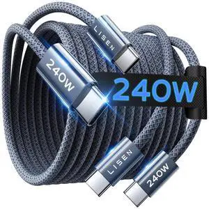 240W USB C to USB C Cable Fast Charging for iPhone 17 Pro Max Charging Cable [6.6ft 2-Pack] C Chargers Fast Charging USB-C Cables Type C Cord for iPhone 16 15  S25 iPad MacBook Pro M5