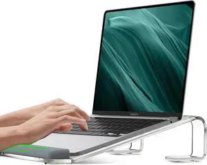Clear Acrylic Laptop Stand for Desk with Wrist Rest Ergonomic Detachable Mount Compatible with 10-17 All Laptops Such as MacBook Air Pro/HP// Clear Acrylic Laptop Stand for Desk with Wrist Rest Ergonomic Detachable Mount Compatible with 10-17 All Laptops Such as MacBook Air Pro/HP//